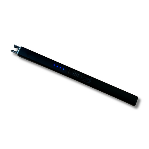 Black USB rechargeable electric candle lighter designed for safely lighting candles.